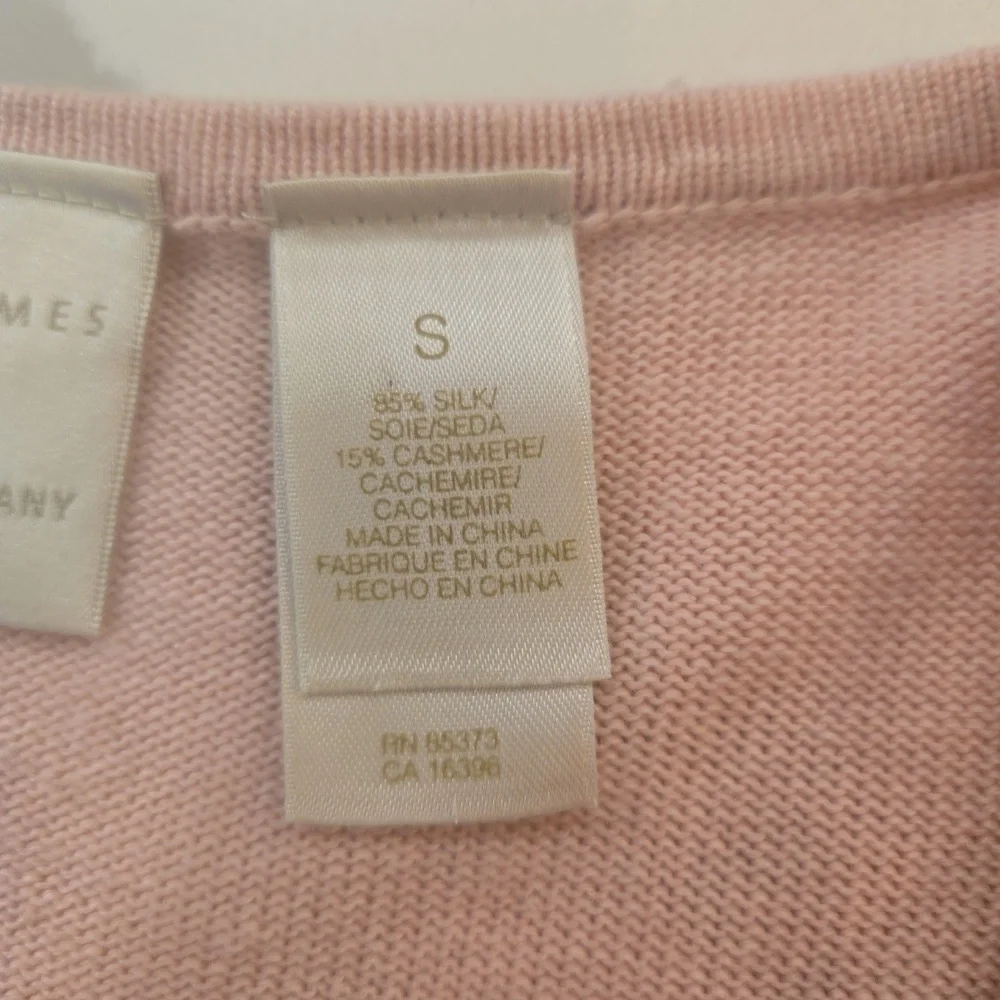 Silk Cashmere Beaded Baby Pink Pullover Knit Sweater Womens Size Small - Picture 7 of 9